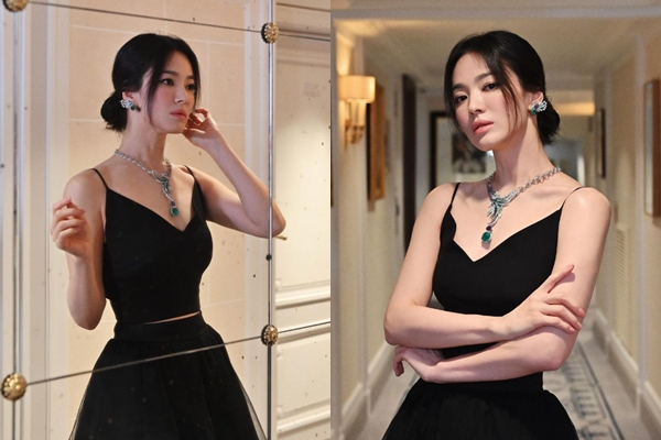 배우 송혜교가 크롭톱 드레스로 우아한 자태를 뽐냈다. /사진=송혜교 인스타그램