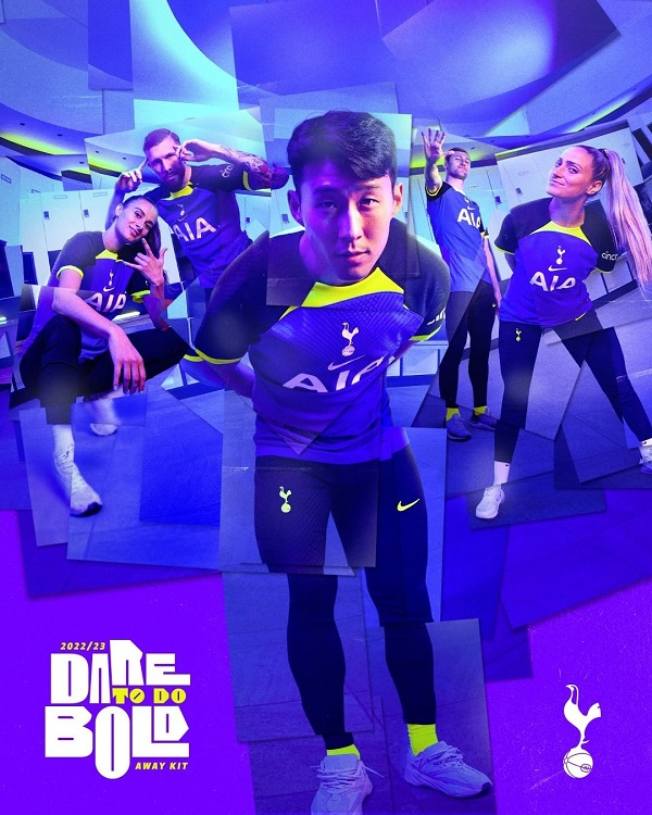 잉글랜드 프리미어리그(EPL) 토트넘 홋스퍼가 2022-23시즌 어웨이 유니폼을 공개했다. 사진은 어웨이 유니폼을 착용한 손흥민(토트넘·가운데) /사진= 토트넘 공식 인스타그램