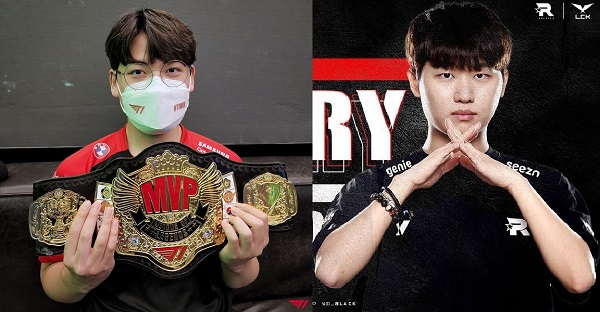 오는 27일 오후 5시 T1과 kt Rolster가 리그오브레전드(LOL)의 한국 프로리그 '리그 오브 레전드 챔피언스 코리아'(LCK) 서머 2라운드 경기를 치른다. 사진은 '구마유시' 이민형(T1·왼쪽)과 '에이밍' 김하람(kt). /사진=T1·kt Rolster 공식 인스타그램