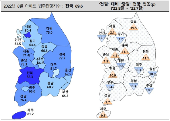  2022년 8월 아파트 입주전망지수. /사진=뉴스1