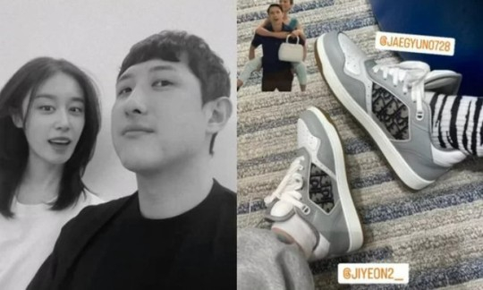 올해 겨울 결혼식을 앞둔 예비 부부 지연, 황재균의 커플 운동화가 공개됐다. /사진=황재균 인스타그램