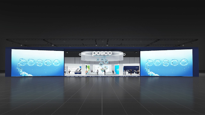 포스코그룹이 H2 MEET 2022에 참가해 수소 산업 역량을 내보인다. 사진은 포스코그룹 전시 부스 전경. /사진=포스코