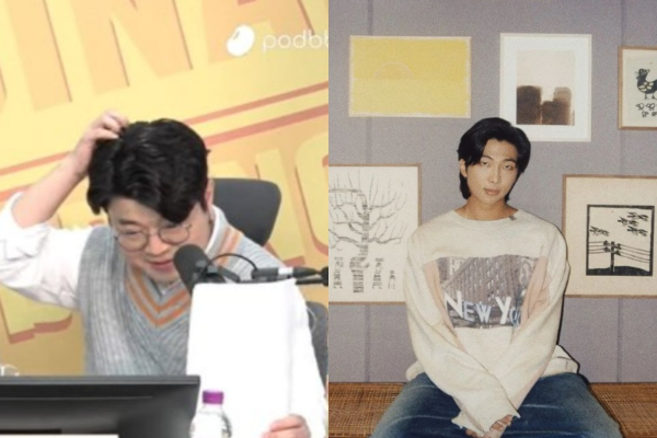 최욱이 RM을 비주류라고 지칭해 도마위로 올랐다. 사진은 최욱(왼쪽)과 RM의 모습. /사진=팟캐스트 '정영진·최욱의 매불쇼' 캡처, RM 인스타그램