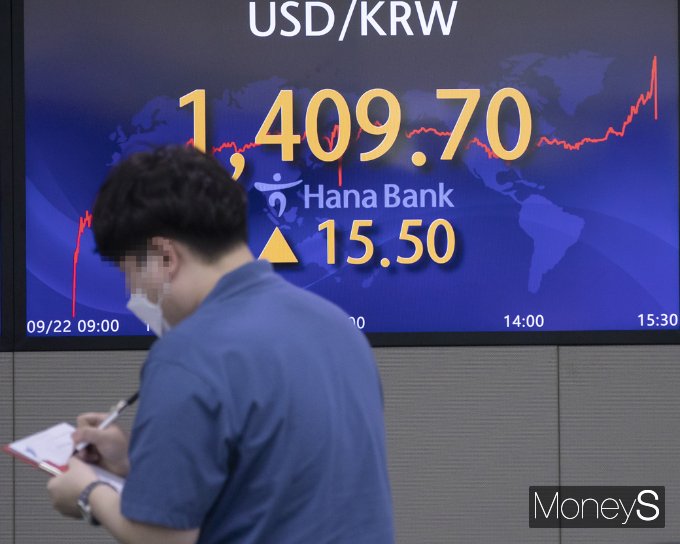 지난 22일 원·달러 환율은 1409.7원으로 장을 마감했다. /사진=임한별 기자