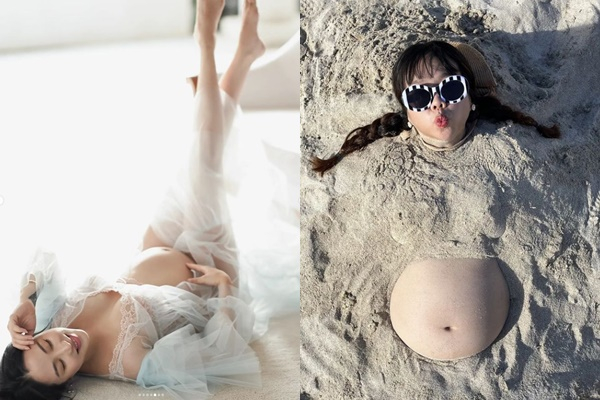 틀에 박힌 여성 연예인들의 만삭화보에 변화가 일기 시작했다. /사진=선데이, 홍현희 인스타그램