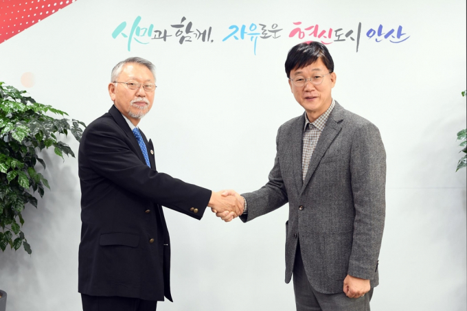 이민근 안산시장, 김동준 미국 라스베이거스시 한인회장 접견. / 사진제공=안산시 