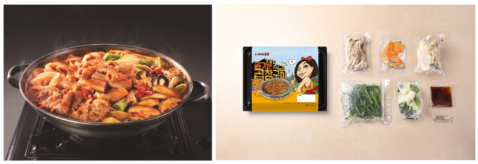 프레시지가 LA 한인타운 인기 소곱창 맛집 '아가씨 곱창'과 협업 밀키트 2종을 출시했다.(프레시지 제공)