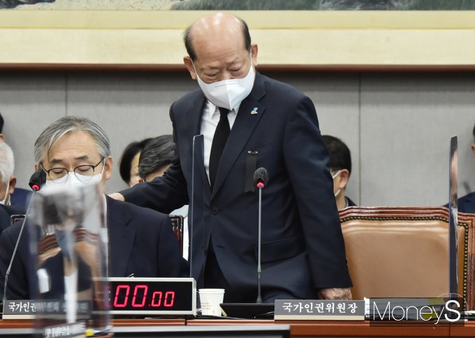 [머니S포토] 2022 국가인권위 국감 출석한 '송두환'