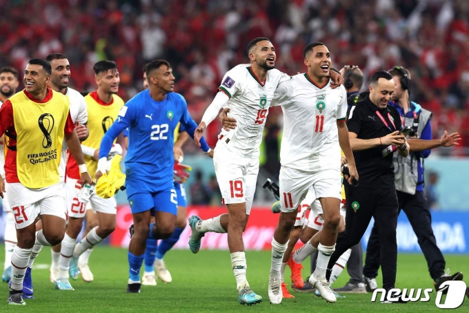 36년 만에 16강에 오른 모로코. ⓒ AFP=뉴스1