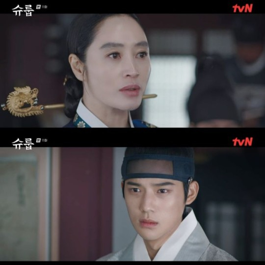 지난 4일 방송된 tvN 드라마 '슈룹'에서 대비(김해숙 분)가 스스로 목숨을 끊었다. /사진=tvn 제공