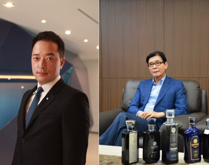 골든블루의 대표이사가 갑작스럽게 교체되면서 그 배경에 관심이 몰리고 있다. 사진은 김동욱(왼쪽) 전 골든블루 대표와 박용수 골든블루 회장./사진=골든블루