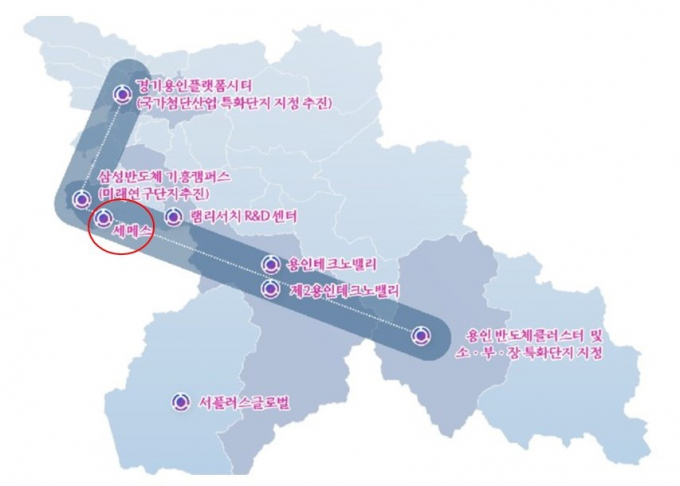 용인 L자형 반도체 벨트 세메스(주) 위치도. / 자료제공=용인특례시