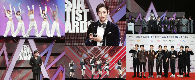 2022 AAA 대상 수상자는 뉴진스, 임영웅, 아이브, 스트레이키즈, 세븐틴, 이준호에게 돌아갔다.  사진은 13일 일본 나고야 니혼가이시홀에서 개최된 '2022 아시아 아티스트 어워즈 인 재팬'(Asia Artist Awards IN JAPAN)에 참석한 뉴진스, 이준호, 세븐틴, 스트레이키즈, 아이브, 임영웅(왼쪽부터 시계방향). /사진=2022 AAA 제공