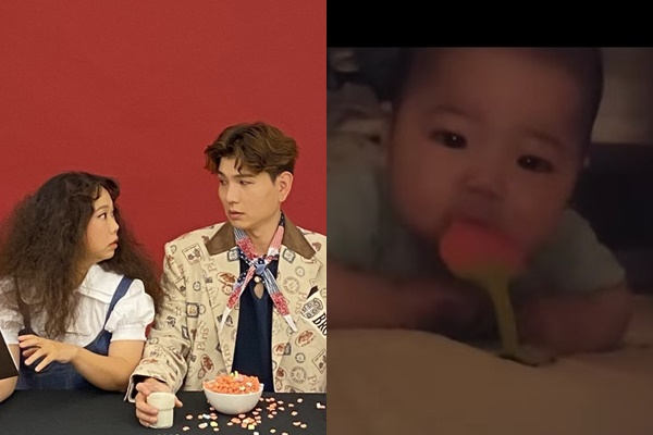 코미디언 홍현희가 옹알이를 시작한 똥별이에게 감격했다. /사진=홍현희 인스타그램