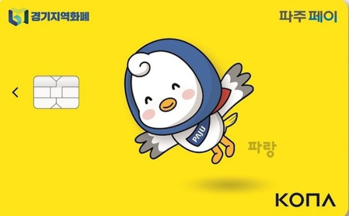 파주시 캐릭트 파랑이를 모델로 만들어진 지역화폐 '파주페이' 카드. / 사진제공=파주시