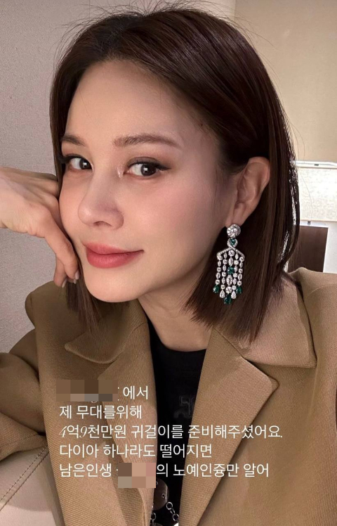 아이비가 4억9000만원 상당의 귀걸이를 착용한 사진을 공개했다. /사진=아이비 인스타그램