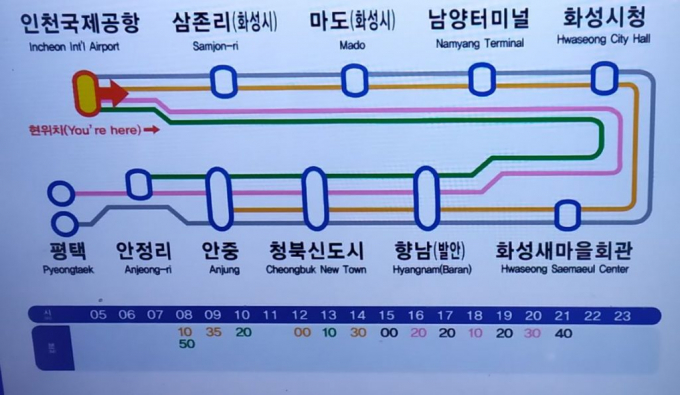 인천공항행 8822버스 노선도. / 자료제공=화성시