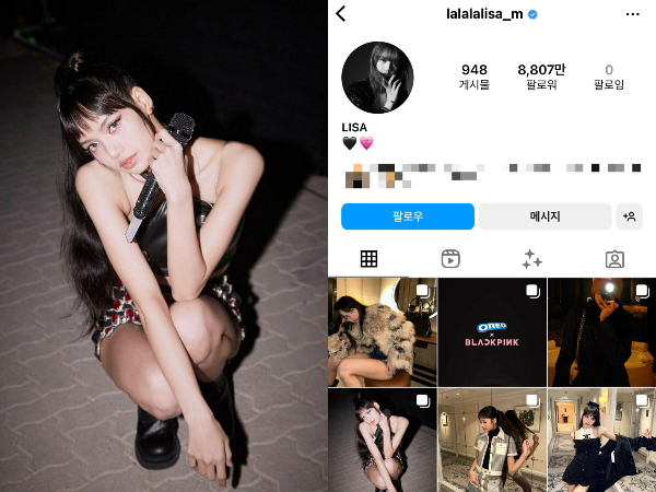 그룹 블랙핑크 멤버 리사의 사회관계망서비스(SNS) 팔로워수가 8800만명을 돌파했다. /사진=블랙핑크 리사 인스타그램