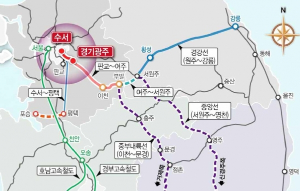 수서~광주 복선전철 건설사업 위치도. / 자료제공=경기 광주시