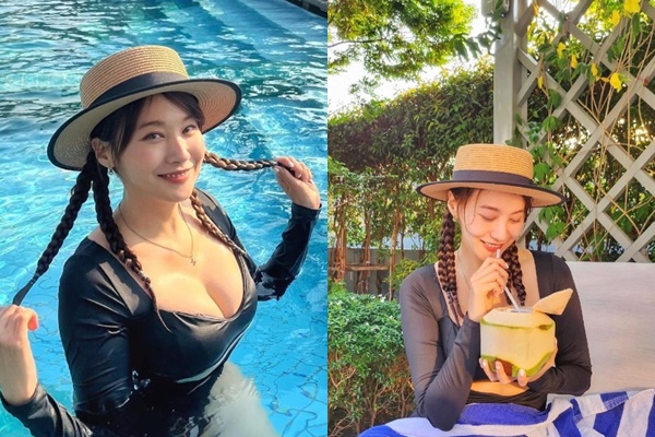 배우 유인영의 볼륨감 넘치는 수영복 자태가 시선을 사로잡는다. /사진=유인영 인스타그램
