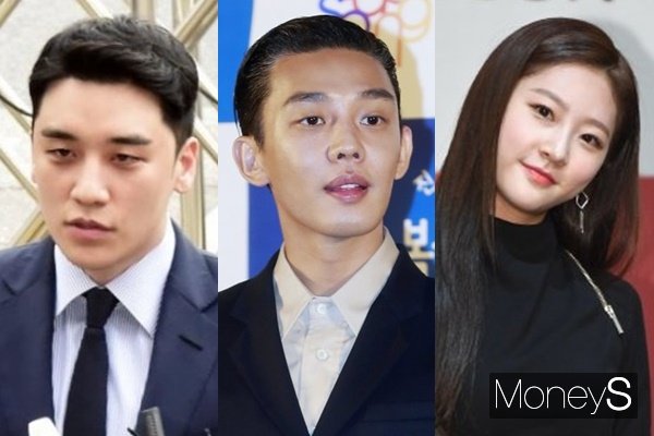 연예인들이 연달아 범죄를 일으키며 사회면에 오르내리고 있다. 사진은 빅뱅 전 멤버 승리, 배우 유아인, 배우 김새론 (왼쪽부터). /사진=임한별 기자, 장동규 기자