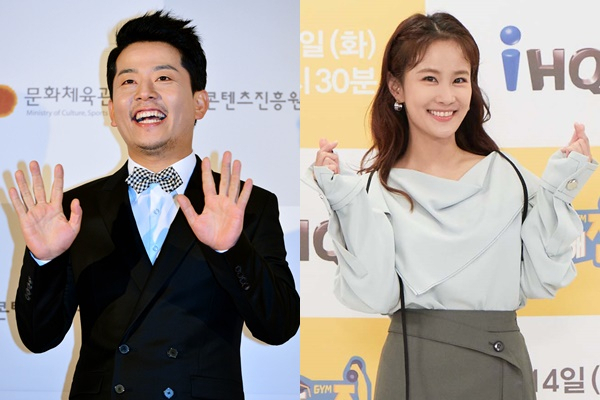 코미디언 김지민이 연인 김준호가 배우 조인성에게 질투했다고 밝혔다. 사진은 김준호(왼쪽)과 김지민. /사진=뉴시스