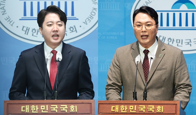 이준석 전 국민의힘 대표(왼쪽)와 천하람 순천갑 당협위원장이 한동훈 법무부 장관의 등판론을 두고 서로 다른 입장을 드러냈다. /사진=뉴스1