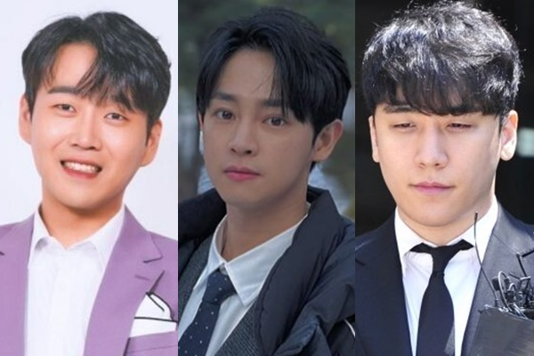 연예인들의 불건전한 사생활 논란에 연예계에 파문이 일었다. 사진은 가수 황영웅, 대국남아 가람, 빅뱅 전 멤버 승리 (왼쪽부터). /사진=MBN 제공, 가람 인스타그램, 장동규 기자