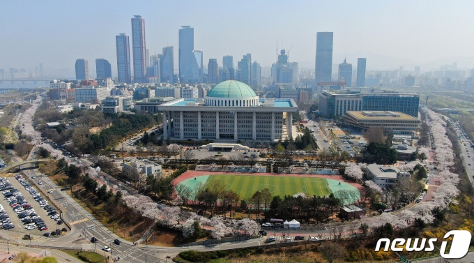 31일 서울 여의도 국회 뒤편 여의서로에 벚꽃이 활짝피어 있다. 코로나19 사태이후 영등포 여의도봄꽃축제가 4년만에 전면개최된다. 봄꽃축제는 4일부터 9일까지 열리며 1일부터 10일까지여의서로 차량이 전면 통제된다. 2023.3.31/뉴스1 ⓒ News1 김진환 기자