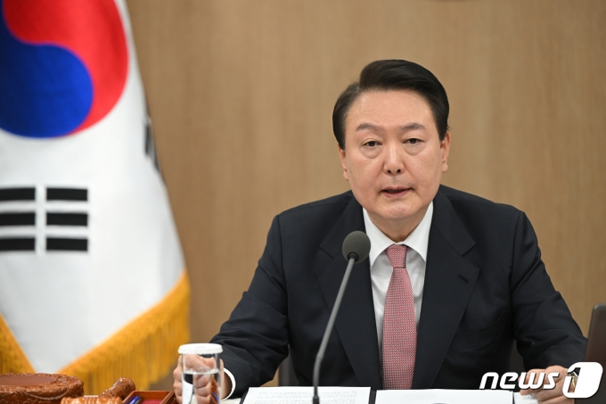 윤석열 대통령이 지난 3월21일 용산 대통령실 청사에서 열린 국무회의에서 모두발언을 하고 있다. (대통령실 제공) 2023.3.21/뉴스1 ⓒ News1 오대일 기자