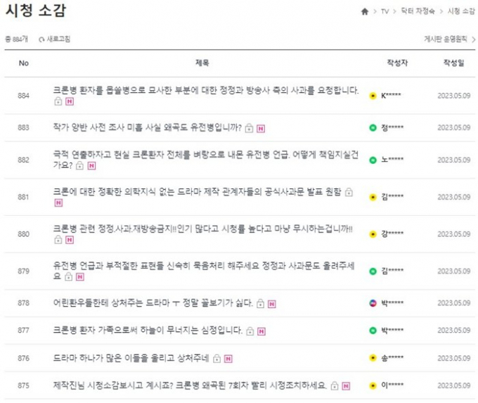 닥터차정숙에서 크론병을 유전병, 몹쓸병으로 묘사하자 이에 대한 항의글이 빗발치고 있다. /사진=JTBC '닥터차정숙' 시청 소감 게시판 캡처