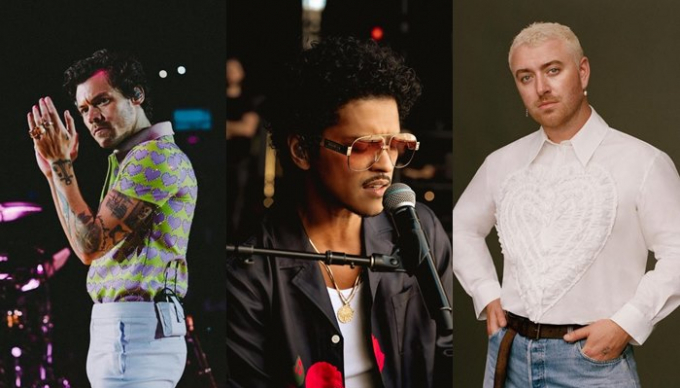 해리 스타일스, 브루노 마스, 샘 스미스(왼쪽부터) 등 유명 팝스타들이 올해 내한공연 일정을 잡았다. /사진=트위터, 인스타그램 캡처