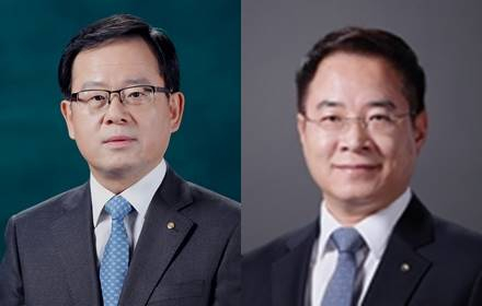 이석태(오른쪽) 우리은행 국내영업부문장과 조병규 우리금융캐피탈 대표./사진=우리금융