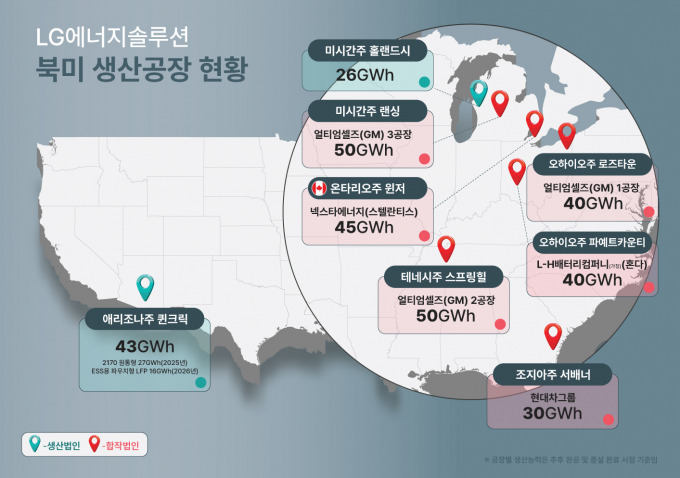 LG에너지솔루션 북미 생산공장 현황. / 사진=LG에너지솔루션