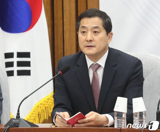 박대출 국민의힘 정책위의장이 26일 오전 서울 여의도 국회에서 열린 원내대책회의에서 발언을 하고 있다. 2023.5.26/뉴스1 ⓒ News1 송원영 기자