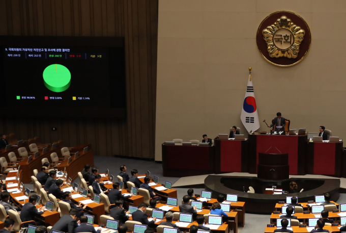 국회가 30일 본회의에서 간호법 제정안 재표결과 상임위원장 표결을 진행할 예정이다. 사진은 지난 25일 서울 여의도 국회 본회의장에서 열린 제406회국회(임시회) 1차 본회의. /사진=뉴시스