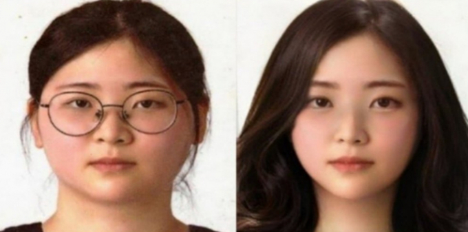 최근 온라인 커뮤니티를 중심으로 이른바 '또래살인' 피의자 정유정의 포토샵 사진이 확산돼 논란이다. 사진은 '정유정 살 빼고 화장했을 때 사진' '정유정 안경 벗겨 왔다' 글에 게시된 사진.  /사진=온라인 커뮤니티 캡처