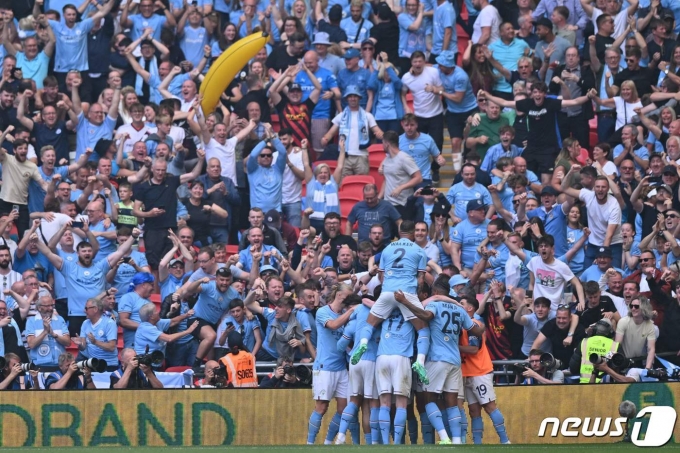 트레블을 노리는 맨체스터 시티.  ⓒ AFP=뉴스1