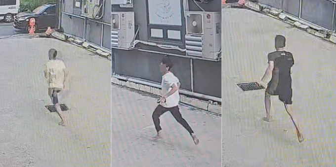 경찰이 광주 광산구에서 불법도박 혐의로 수사를 받던 중 창문으로 달아난 베트남인 4명에 대한 소재를 파악하고 있다. 사진은 도주하는 베트남인들의 모습이 찍힌 인근 CCTV 화면. /사진=뉴스1