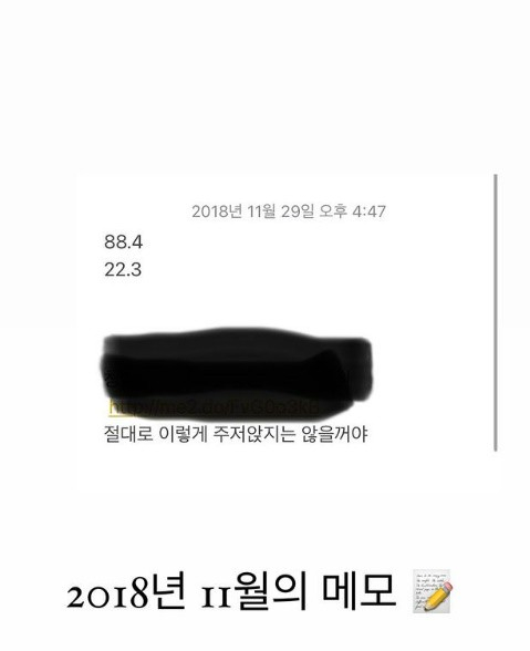 사진은 김나영이 전 남편이 논란에 휩싸였던 당시 상황의 메모. /사진=김나영 인스타그램