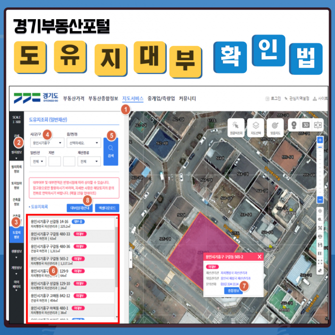 경기부동산포털 도유지대부 확인법. / 자료제공=경기도