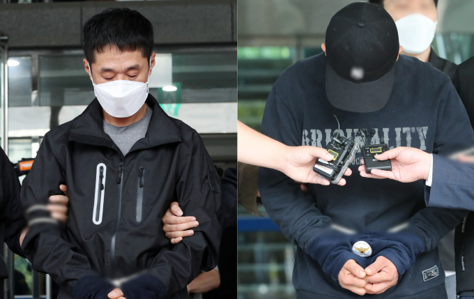 22년 전 발생한 '대전 국민은행 권총강도' 사건의 피고인들이 항소심에서 모두 무기징역형을 받았다. 사진은 지난해 9월 검찰로 송치되는 대전 국민은행 권총 강도 살인 사건의 피의자 이승만(왼쪽)과 이정학. /사진=뉴스1