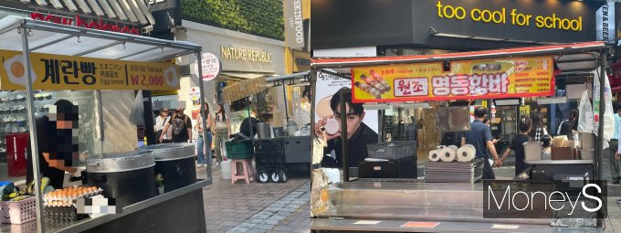 명동 노점에서 파는 음식 가격에 대한 반응은 합리적이라는 의견과 너무 비싸다는 의견으로 나뉘었다. 사진은 지난 21일 서울 중구 명동거리에 위치한 노점. /사진=방민주 기자