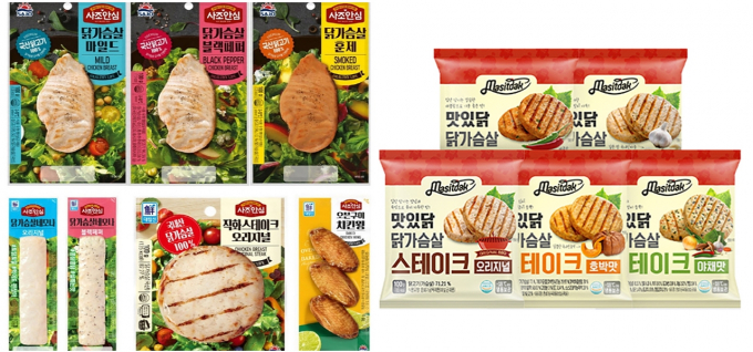치킨 프랜차이즈가 닭가슴살 시장 특성을 고려해 경쟁력을 갖추기 위해선 영양성분 등 품질을 갖춰야한다. 사진은 사조대림의 사조 안심 닭가슴살 제품(왼쪽)과 랭킹닭컴의 맛있닭 닭가슴살스테이크. /사진=사조대림, 푸드나무