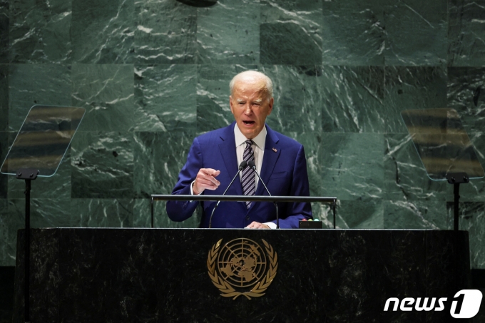 조 바이든 미국 대통령이 19일(현지시간) 미국 뉴욕에서 열린 유엔 총회에서 연설하고 있다. 2023.09.19. ⓒ 로이터=뉴스1 ⓒ News1 정윤영 기자