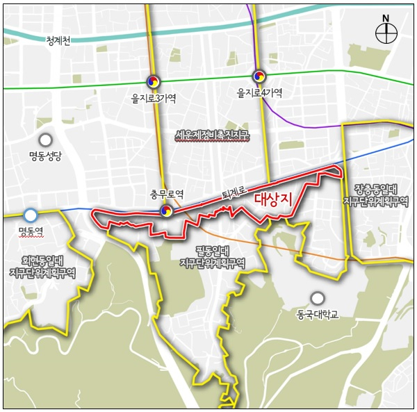 서울 퇴계로변 지구단위계획구역 위치도/자료 제공=서울시
