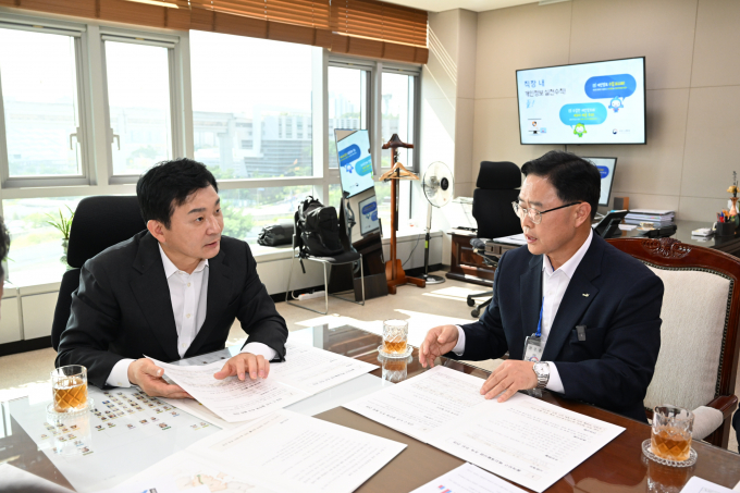  강수현 양주시장이 22일 민선 8기 주요 현안 사업의 조속한 추진을 건의하기 위해 국토교통부 세종청사를 방문했다. / 사진제공=양주시