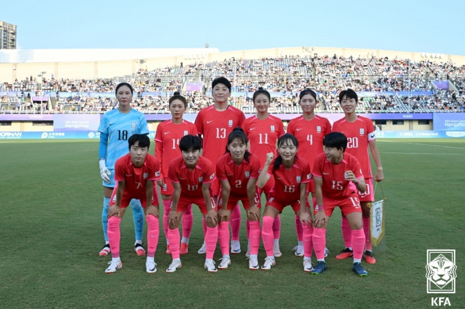 아시안게임 여자축구 8강전에 나선 한국 여자 축구 대표팀이 북한에 1-4로 패했다. /사진=대한축구협회(뉴스1)