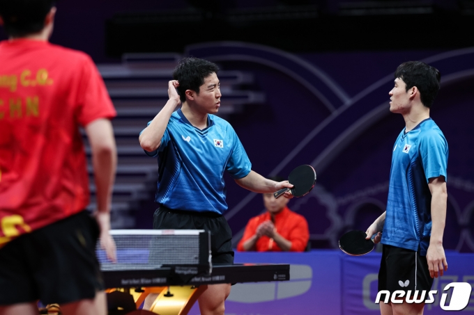 [사진] 너무 높았던 만리장성의 벽, 장우진-임종훈 조 남자 복식 은메달