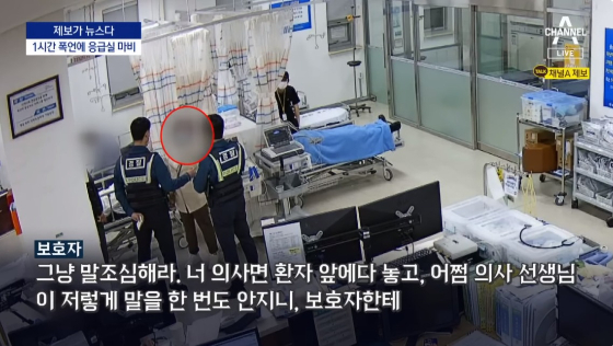 응급실로 이송된 환자의 보호자가 응급 환자를 먼저 치료했단 이유로 응급실 의료진에게 1시간이 넘도록 폭언했다.  결국 해당 여성은 의사로부터 고소 당했다. /사진=뉴스1(채널A 갈무리)
